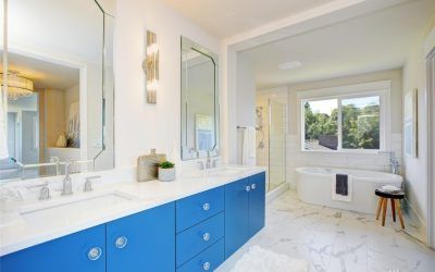 Blue Floating Vanity Cabinets